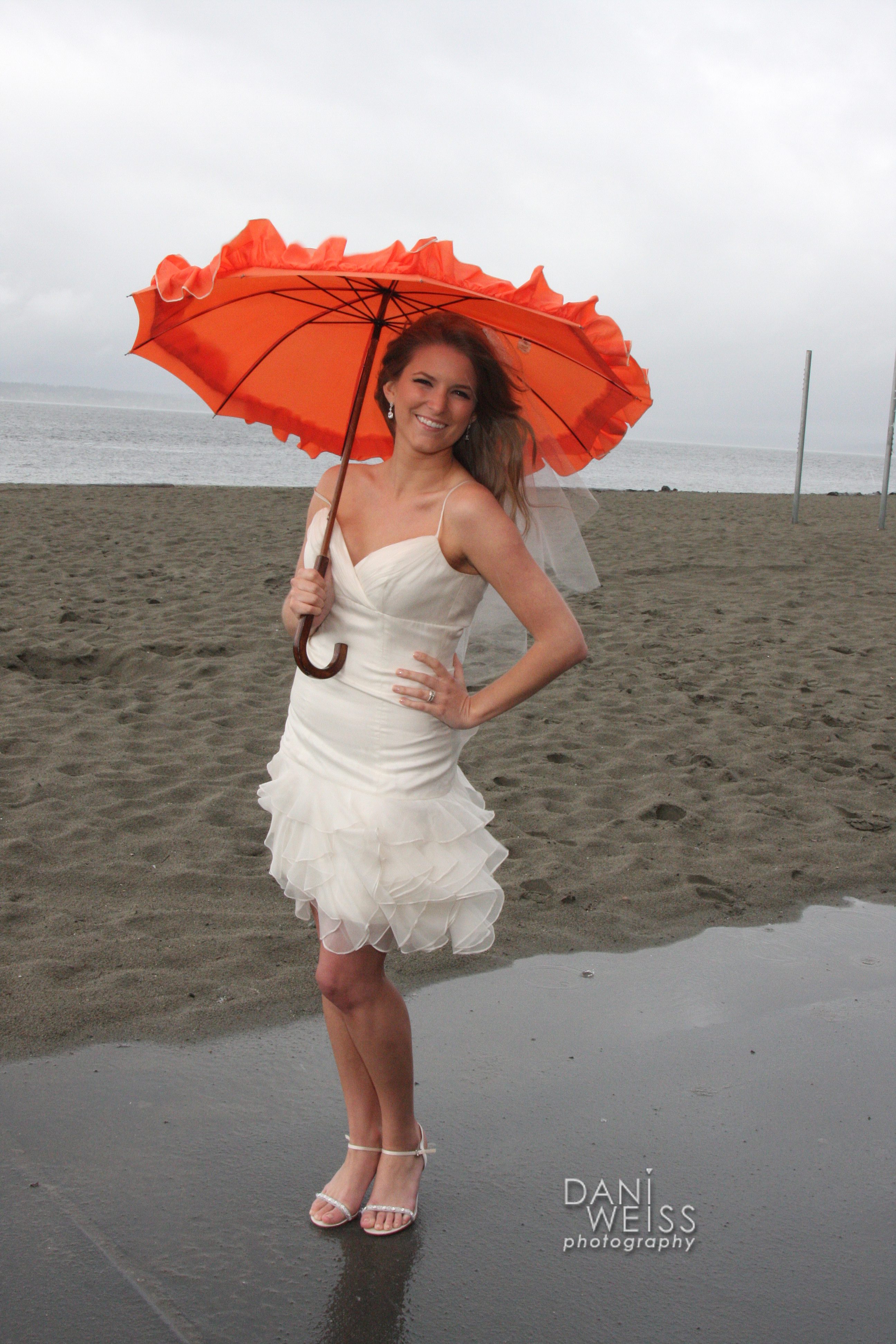 Beach Bride with Umbrella